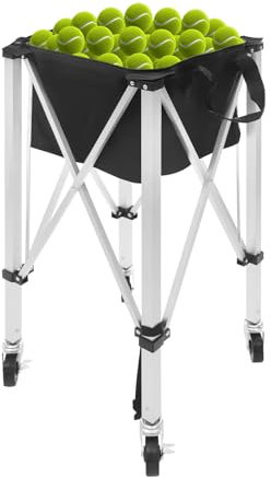 Wiyuer Carrello pieghevole per pallina da tennis, carrello per palline da tennis, portatile, leggero, cestino da tennis, in alluminio, fino a 20 kg, per giocatori di tennis