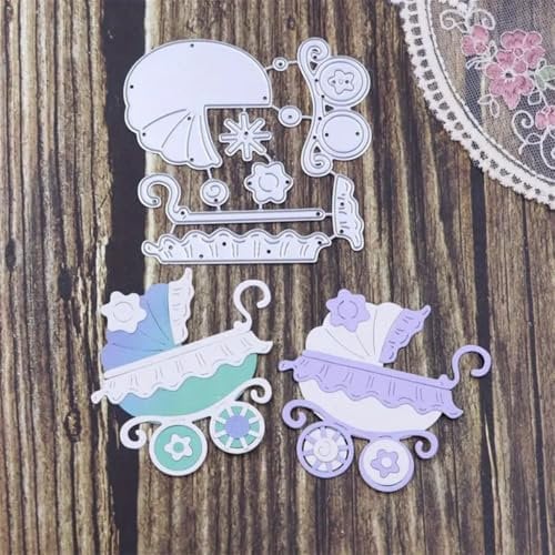 Sredwtk Baby Kinderwagen Stanzschablonen Baby Cutting Dies Geburtstag Weihnachten Papierbasteln Schablonen für Scrapbooking, Fotoalbum, Karte, Papier Dekoration, Geschenk