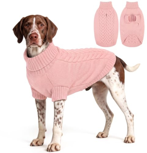 ASENKU Rollkragen Gestrickter Hundepullover Winter XL für Grosse Hunde | Hunde Strickpullover mit geschirr öffnung, Perfekt für Spaziergänge & Outdoor, Passend für Border Collie, Westie