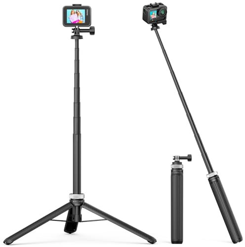 AKASO 160CM Palo Selfie Extensible conTrípode, Compatible con GoPro Hero 13/12/11/10/9/Max, dji Osmo Action 5/4/3, Cámara de acción AKASO EK7000/Brave 4/Brave 7 LE