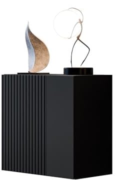 Mirjan24 Hängevitrine Cholon mit Dekor, Vitrinenschrank, Grifflose Öffnen, Farbauswahl, Hängende Kommode für Wohnzimmer Highboard, Vitrine (Schwarz)