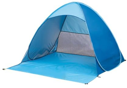 Tragbares Pop Up Strandzelt mit UV Schutz UPF Zusammenklappbar für Camping und Strandurlaub Stabilen Erdspießen für Festen Halt