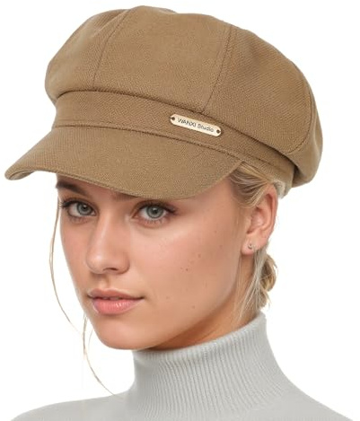 LY4U Damen Schiebermütze aus Kunstwolle - Retro Newsboy Baker Boy Hut, Schlankes Gesicht, Weiche und Warme Winter Herbstmützen