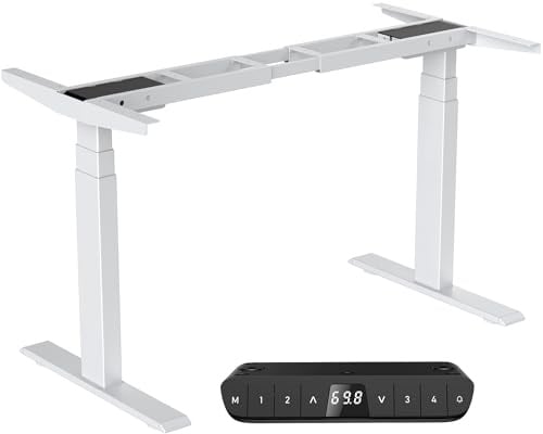 Cooleben Höhenverstellbarer Schreibtisch Gestell mit 2 Motoren, Tischgestell Höhenverstellbar 3-Stufige Memory-Steuerung und Softstart/-Stop-Funktion, USB Typ-A/Typ-C (7BPRO), Weiß