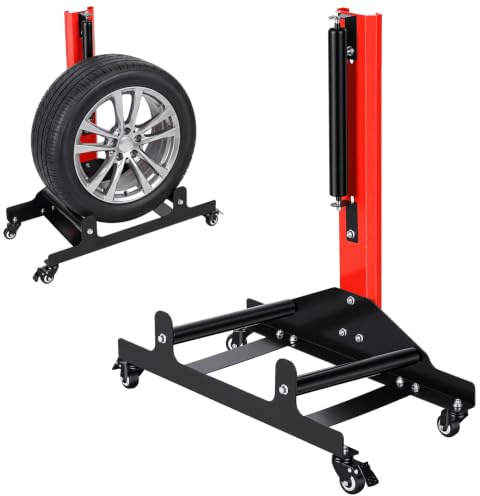 Leadrop Reifenregal Reinigungsständer, Rolling Wheel Detailing Stand with 3 Rotating Rollers, Heavy Tire Cleaning Rack for Ceramic Coating Polishing Car SUV Truck Wheels, 70x36.4x81.5cm Rot