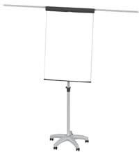 Maul Flipchart MAULstandard 73 x 101 cm | Mobiles Whiteboard mit 5 Fußrollen und Rundfuß | Magnetisches und höhenverstellbares Board | Schnellwechsel Blockhalter mit 2 Papierhaltern | Grau