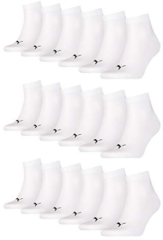 PUMA 18 Paar Unisex Quarter Socken Sneaker Gr. 35-49 für Damen Herren Füßlinge, Farbe:300 - white, Socken & Strümpfe:43-46