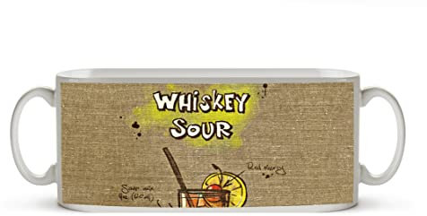 deyoli Rezept für einen Whiskey Sour als Motivetasse Panorama 300ml, aus Keramik weiß, wunderbar als Geschenkidee oder ihre Neue Lieblingstasse