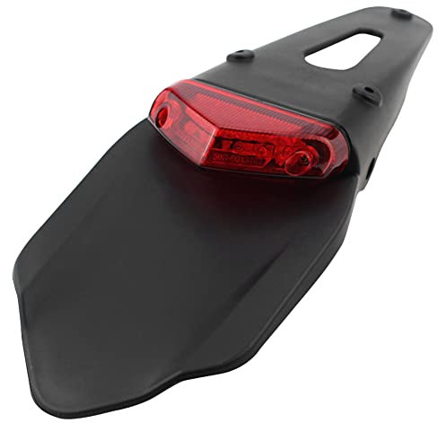 KATUR Schutzblech mit Rotem Bremslicht, für Hinten, mit Halterung, für Offroad-Motorräder, Motocross, Dirt Bikes (Rot Glas)