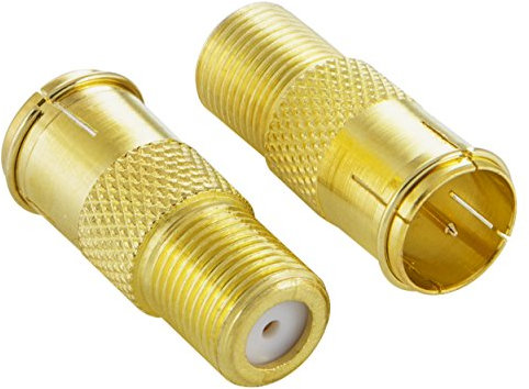 POPPSTAR 2x SAT F-Quickstecker (Coax Schnellverbinder: F-Buchse auf F-Stecker) Kupplung für Koaxialkabel - Antennenkabel, vergoldet