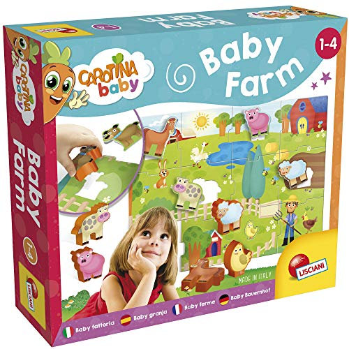 Lisciani - CAROTINA BABY - Kinderfarm - 18-teiliges Puzzle mit Bauernhofdekor und Plastiktieren - Lernspiel - Fördert Koordination und Kreativität - Für Kinder von 1 bis 4 Jahren - 50x70cm