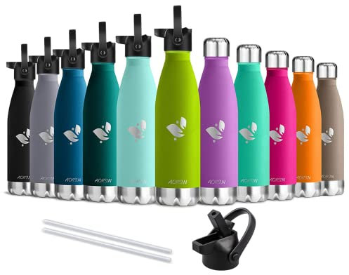AORIN Bouteille d'eau en Acier Inoxydable isolé à Double Mur - 350ml - Gourde Isotherme Étanche sans BPA, Gourde INOX Bouche Standard, Gourde Enfant pour Sport, Gym, Voyage