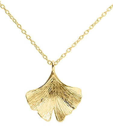 My Gold Damen Halskette Gold Ginkgo Blatt Kette Echtes Gelbgold 375 (9 Karat) 45cm Baum Ginkoblatt Ginko