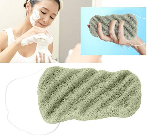 Cara del cuerpo Esponja Konjac natural con eslinga, Tamaño grande Facial del cuerpo Exfoliar Quitar la herramienta de limpieza de poros (04#Aloe Green)