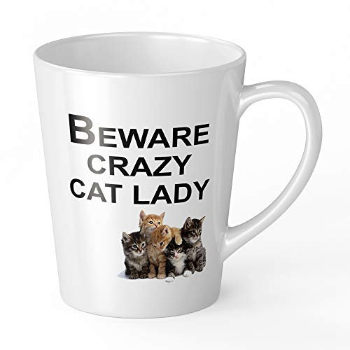 12oz Beware Crazy Cat Lady Funny Novelty Gift Latte Mug