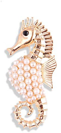 YAZILIND Hippocampe Broche Imitation Perle Animal Boucle de Poitrine Broche Femmes Corsage vêtements Accessoires fête Bijoux en épingle à Cheveux Cadeau (# 1)