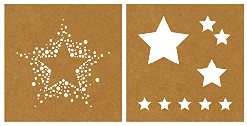 Rayher 45130000 Pochoir motif Etoiles, 20,3x20,3cm, en papier, réutilisable, 2 pces., technique de sérigraphie, Noël, évènements divers