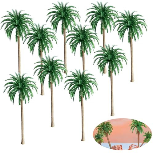 10 Pièces Modèle Cocotier Palmier Arbre du Modèle de Paysage, Un paysage verdoyant paysage modèle Palm arbres Scenery, Cocotier Palmier Miniature Plante Pots Bonsaï Artisanat Mini Paysage Paysage