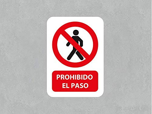 Pack 10 Señales de Prohibido el Paso | Medida 14,85x21cm | Señaletica en Vinilo Adhesivo Monomérico | Duradera y Económica