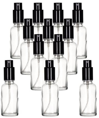 YIZHAO Flacon Spray Vide 30ml, Transparent Bouteille Spray Verre, avec Brouillard de Pulverisateur Fine, pour Huiles Essentielles, Aromathérapie, Parfums, Nettoyage, Voyage, Pharmacie – 12Pcs