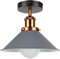 DC VOLTAGE Vintage Semi Flush Mount Ceiling Light Grey 22cm Ceiling Metal Pendant Industrial Lamp Shade Light Fitting E27 Base for Kitchen Livingroom Hallway Bedroom (Grey)