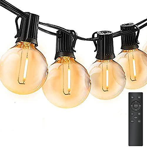 Bomcosy Lichterkette Außen Dimmbar,G40 30M Lichterkette Glühbirnen mit Fernbedienung, Helligkeitseinstellung, Wasserdicht Lichterkette Aussen für Garten, Terrasse, Bäume, Hof, Haus Party Deko