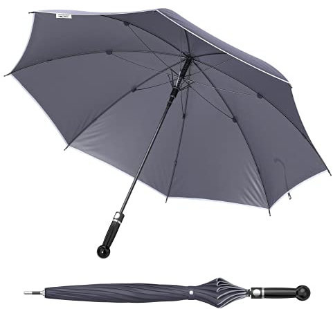 Sicherheitsschirmit Videokurs | Verteidigungs Abwehr Regenschirm | Selbstverteidigung (Knauf Buche schwarz, 92cm)