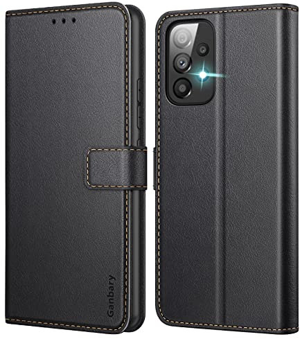 Ganbary Cover compatibile con Samsung Galaxy A53 5G, Premium Pelle PU Portafoglio Flip Libro Libretto Custodia per Samsung A53 5G [Protezione Completa] [Slot per Scheda] [Funzione di Supporto], Nero