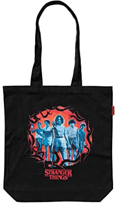Grupo Erik Tote Bag, Stranger Things Figuren Einkaufstasche, Stofftasche aus Baumwolle, Leichte Tragetasche, Praktische Jutebeutel, Stoffbeutel mit offizieler Lizenz, Einheitsgröße