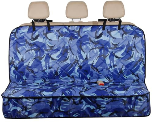 rhinos autostyling COMPATIBLE WITH FORD PUMA MILD HYBRID - Blue Camouflage Heavy Duty Premium Quilted Dog Cat Pet Hammock Rear Seat Cover