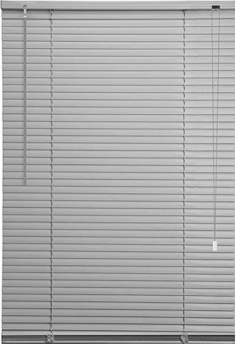 Ruby Deals PVC Venetian Blind Blinds Window 25mm Thin Slats Kitchen Windows Blinds Treatments Easy Fit Curtains Trimmable Fittings Home Office (Grey, W90cm x L213cm)