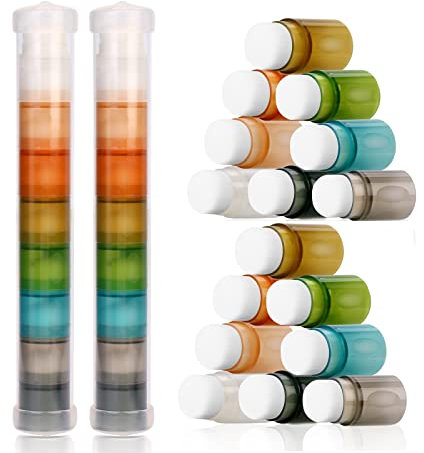 Yoseng 16 Pcs Blending Brushes for Card Making,Card Making Supplies,Finger Blending Brushes Daubers with Storage Box,Crafter Color Coded Handles Ink Blender Tool,Brush Head Diameter 0.77(Dark)