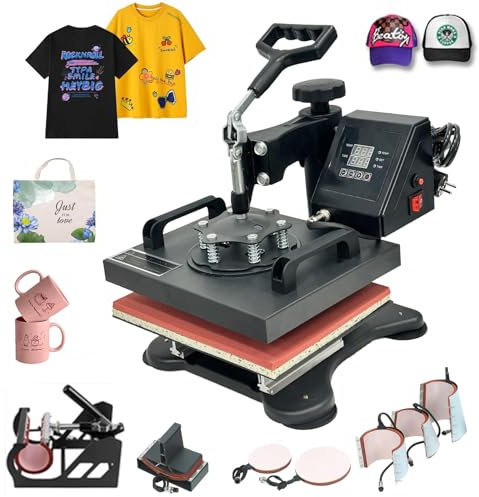 SDKEHUI 8in1 30x25cm T-Shirtpresse Textildruck Heißpresse Hitzepresse Transferpresse