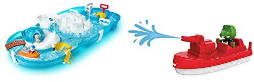 AquaPlay - Polar - Wasserbahn mit Eisberg, Stausee und Rampe für einen Wasserfall & - FireBoat - Zubehör Wasserbahnen oder für die Badewanne