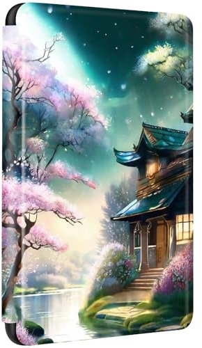 Coque pour Kindle Paperwhite 2018 10e Génération Flip Etui Cuir PU Silicone Case Magnétique Auto Veille/Réveil Anti Chute Cas Champ Peinture Arbre Motif Housse Kindle Paperwhite 10eme Gen (8)