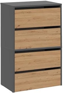 CDF Schuhschrank Modo X2 | Farbe: Anthrazit - Eiche Artisan | Ideal für Vorzimmer, Flur, Büro | Schuhaufbewahrung | Schuhregale | modern | offene Einlegenböden