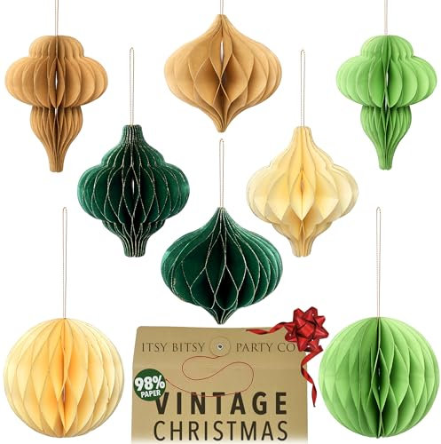 Itsy Bitsy Party Co Decorazioni natalizie riutilizzabili di alta qualità,decorazioni per albero di Natale,decorazioni natalizie per la casa,decorazioni natalizie in carta per interni, vintage