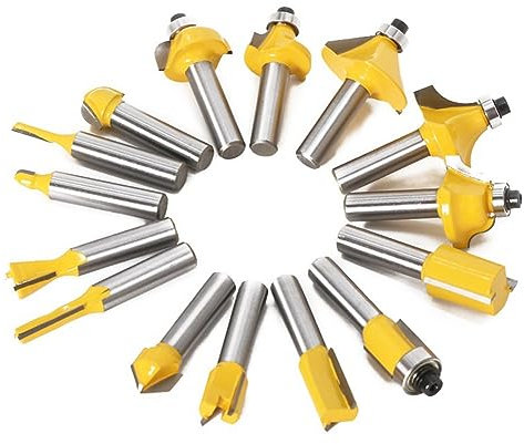 MAKIVI 15pcs 6.35mm Router Bit Trimming Dritto Fresa Legno Bit Set Carburo di Tungsteno Taglio Lavorazione Del Legno Taglio