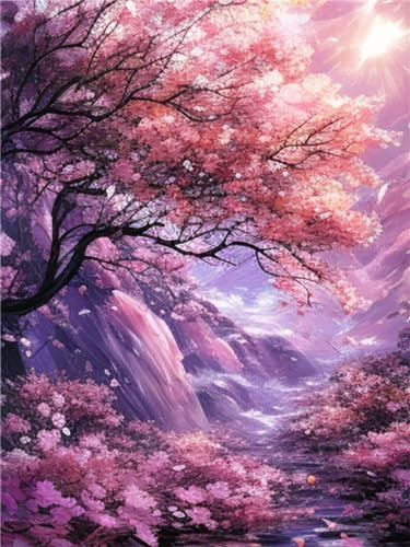 DIY 5D Diamond Painting Dame Kirschbaum 5D Diamant Painting Bilder Erwachsene Groß 20x27cm,Diamant Kristall Strass Stickerei Bilder Painting,Diamond Painting Bilder Für Geschenk Wand Dekor A2965