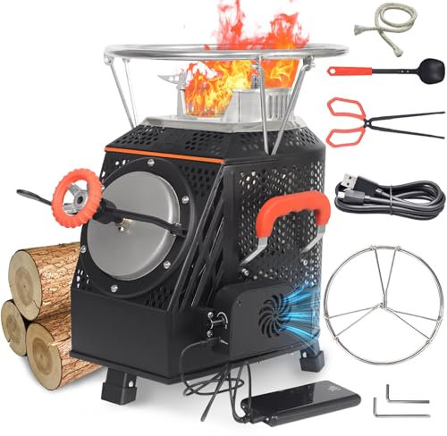 SPBSVDT Wood Burning Camp Stove, Portable Outdoor Camping Stove, Large Stainless Steel, 16L x 13W x 17H