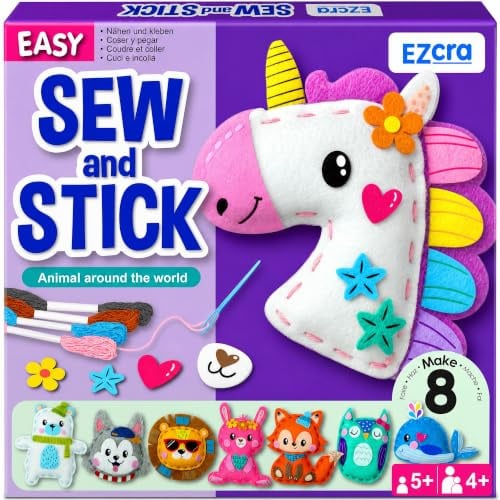 EZCRA Kit de Couture Enfant 4-8 Ans - 8 Projets Licorne en Feutrine