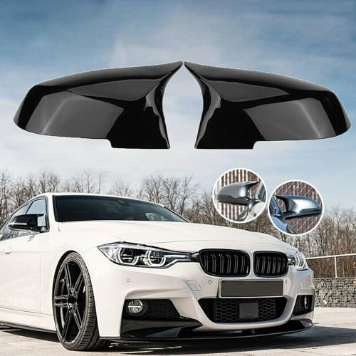 YIRGGO Door Mirror Cover Cap Compatible with BMW F20 F21 F23 F30 F31 F32 F33 F34 F36 F87 M2 X1 E84 Accessories Side View Rearview Housing(Bright black)