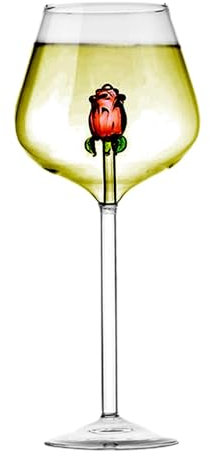 Copas de vino con rosa en el interior, copas de cóctel de flores de rosa, copas de tallo, copa de cóctel transparente de rosa, copa de beber con tallo, copa de vino romántica de flores