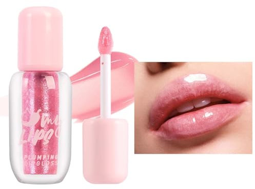 Plumping Lipgloss, Schimmern Lip Gloss mit Chili Extrakt, Glänzend Lip Plumper für Voller Wirkende Lippen, Lippenöl Feuchtigkeitsspendend & Hydrating, Liquid Lippenstift Wasserfest & Langlebig