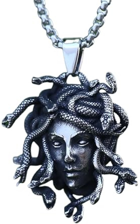 GZHENGZG Herren Retro Halskette Medusa Halskette mit Anhänger für Männer, Vintage Haustierzubehör, Partygeschenk, Film, Geschenk