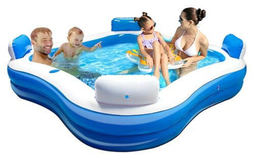 4 Seater Inflatable Family Lounge Pool with 2 Cupholders