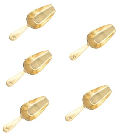 Alipis 5 Piezas Espátula De Té De Concha De Latón Cucharada Pequeña Palas Para Botes Mini Primicia Cuchara De Harina De Hielo Cuchara De Coctel Cucharas De Espresso Té Práctico Matcha