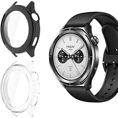 Yenwen Hülle kompatibel mit Xiaomi Watch S4 Schutzhülle, 2 Stück Anti Kratz Case, Anti Staub PC Schutzhülle, Ultra Slim HD Clear Cover