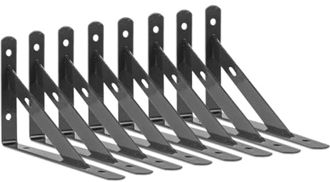 Mardili 8 Pcs Heavy Duty Shelf Brackets, Metal Wall Mount L Shaped Shelves Support Angle Brackets for Heavy Duty Floating Shelves Shelf Brackets (3.7x6 inch)