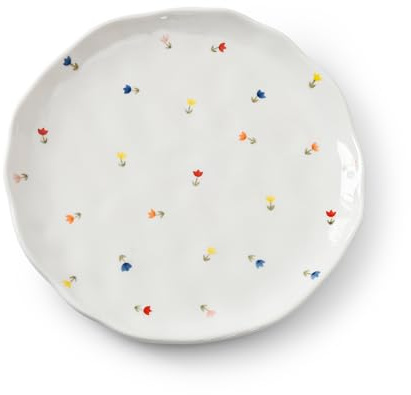 Koythin Assiettes à dessert en céramique - Assiettes à dîner en forme de fruits mignons - Vaisselle à fleurs imprimées pour le bureau et la maison - Assiettes de cuisine pour desserts (tulipe petite